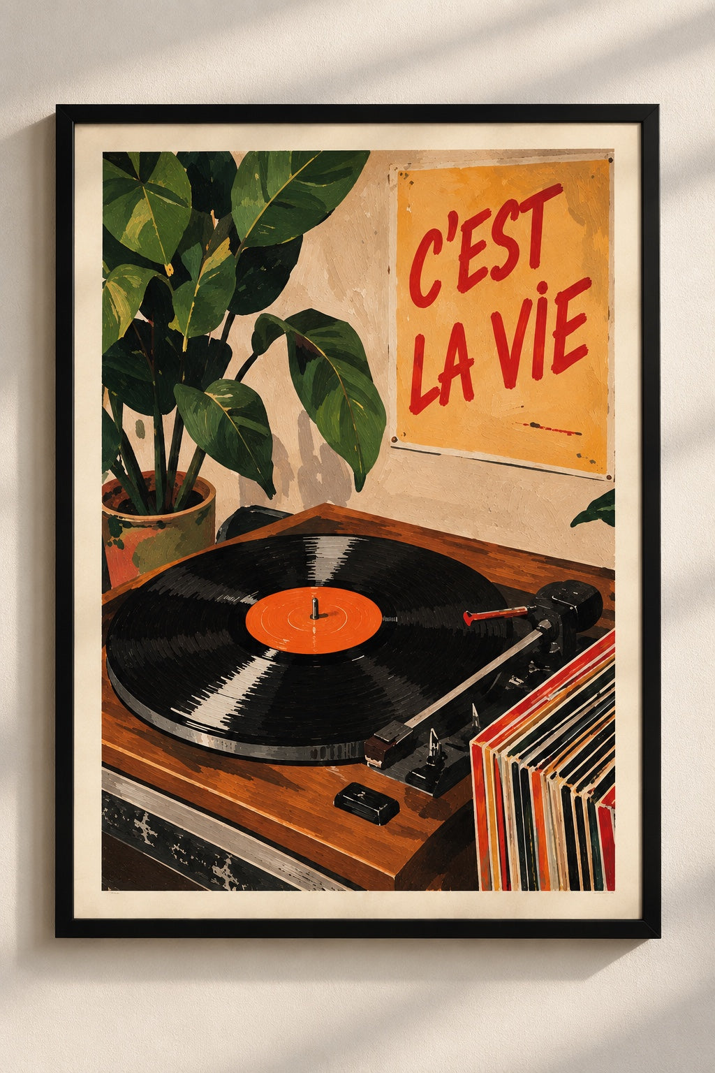 C'est La Vie vinyl A4 framed poster