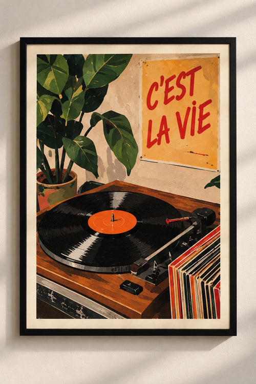 C'est La Vie vinyl A4 framed poster