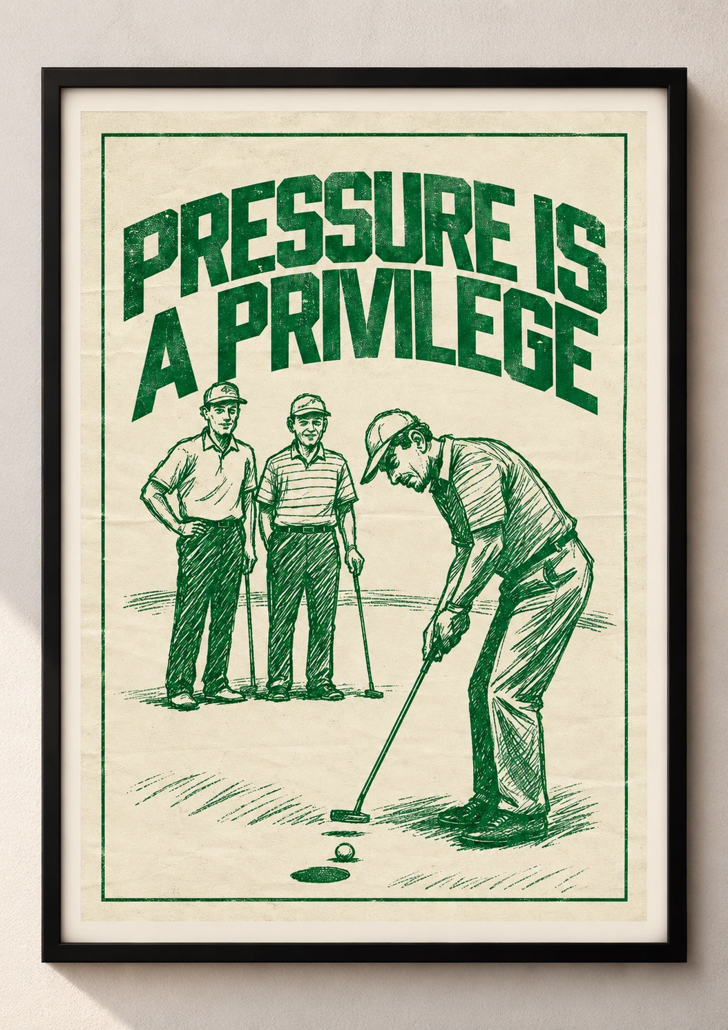 Pressure Is a Privilege golf A4 framed poster