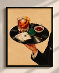 Vintage casino cocktail tray framed poster
