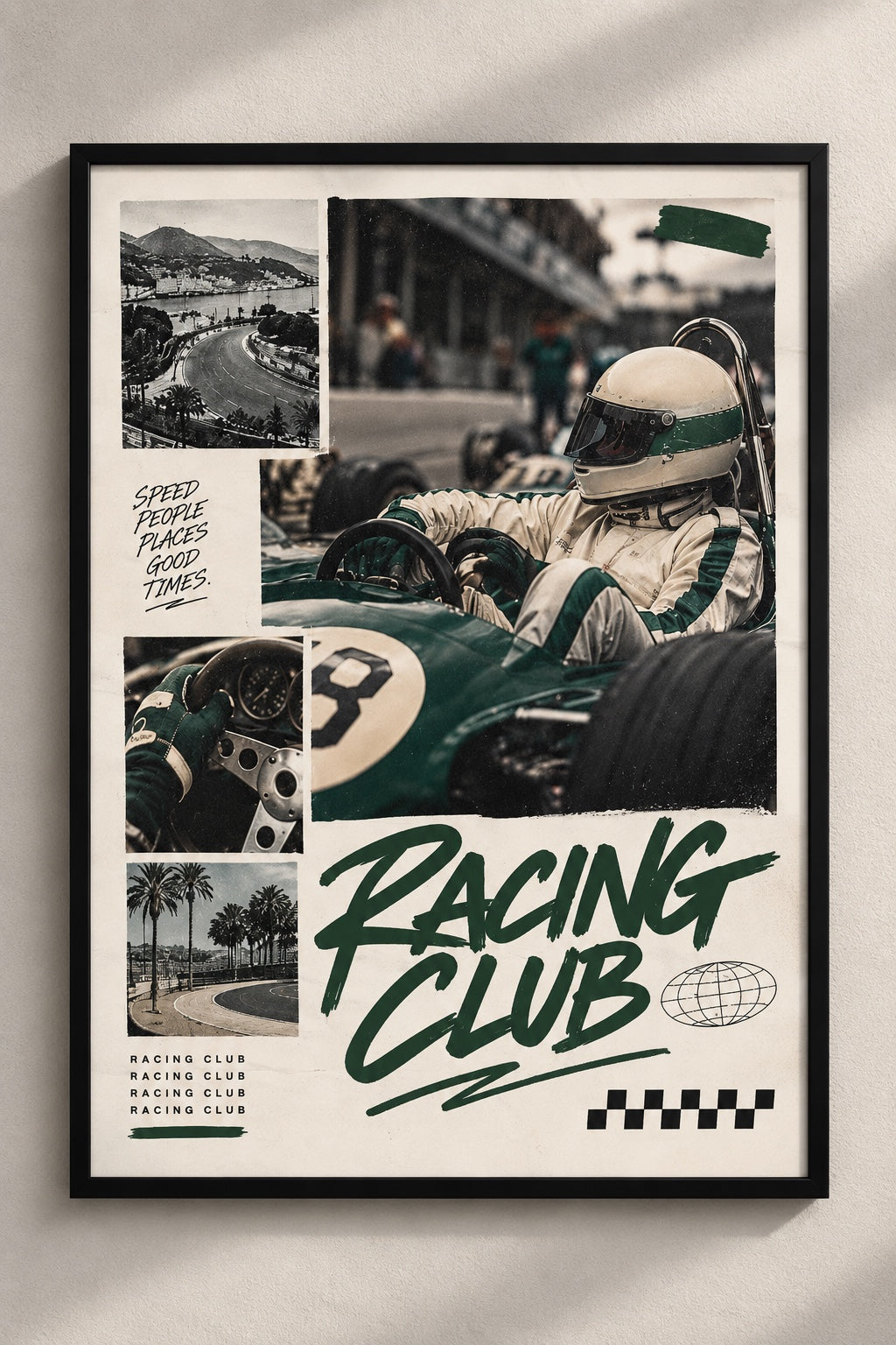 Vintage Racing Club A4 framed poster