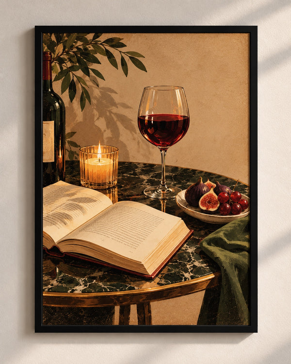 Vintage Red Wine Reading Poster